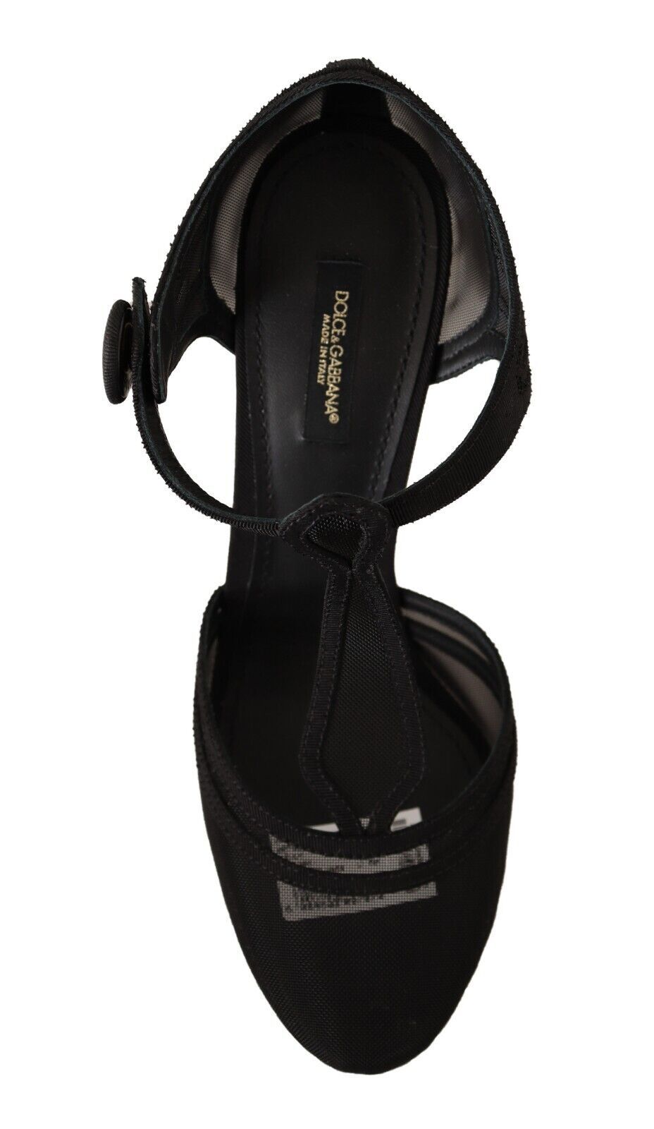 Dolce & Gabbana Black Mesh T-strap Stiletto Heels Pumps Shoes | Fashionsarah.com