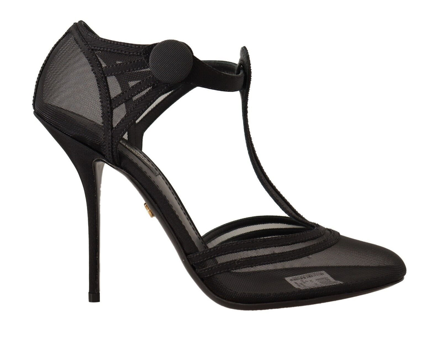 Dolce & Gabbana Black Mesh T-strap Stiletto Heels Pumps Shoes | Fashionsarah.com