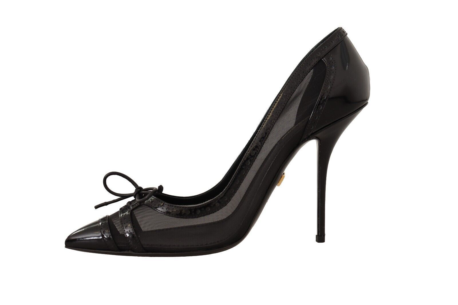 Dolce & Gabbana Black Mesh Leather Pointed Heels Pumps Shoes | Fashionsarah.com