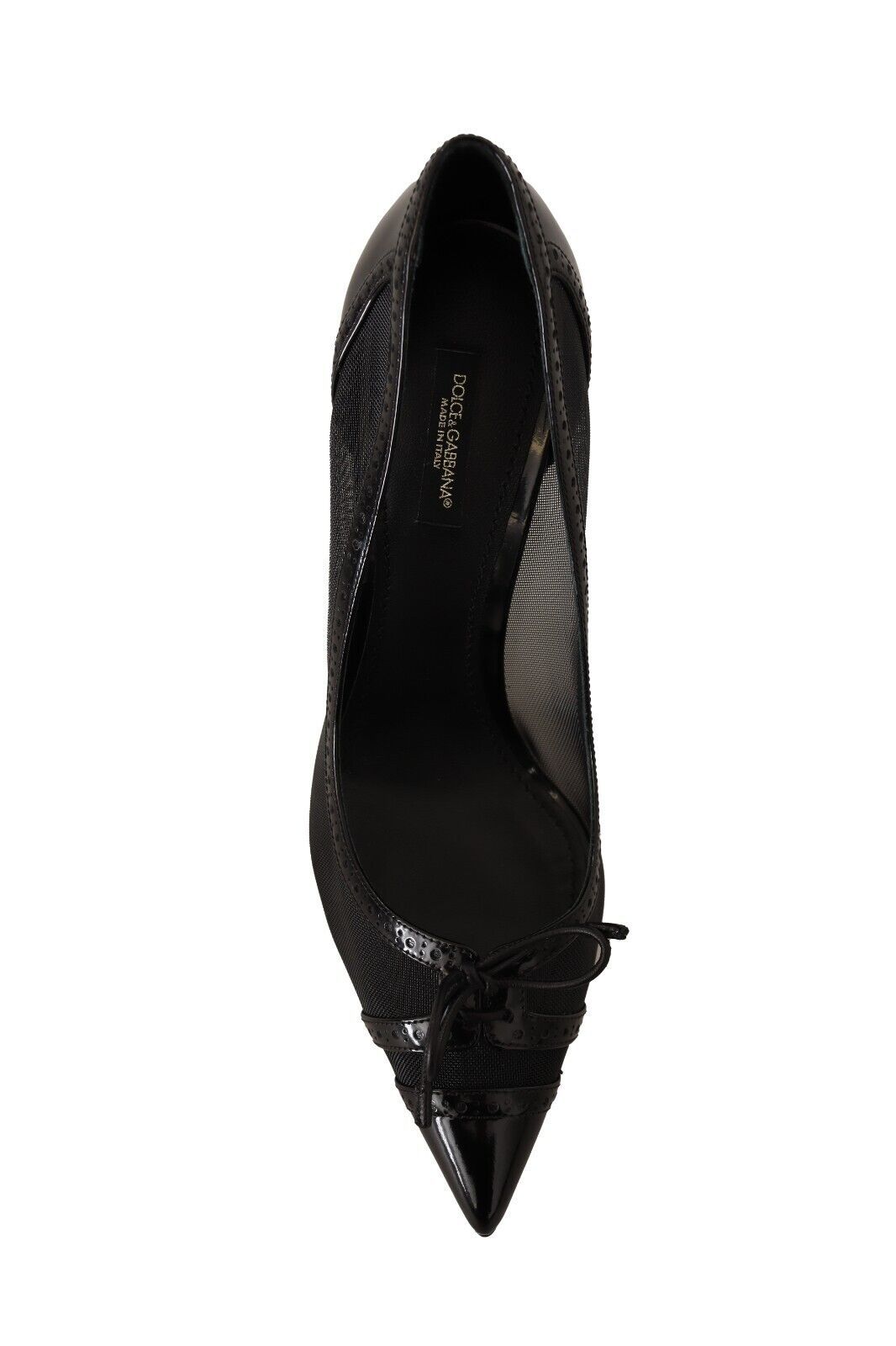 Dolce & Gabbana Black Mesh Leather Pointed Heels Pumps Shoes | Fashionsarah.com