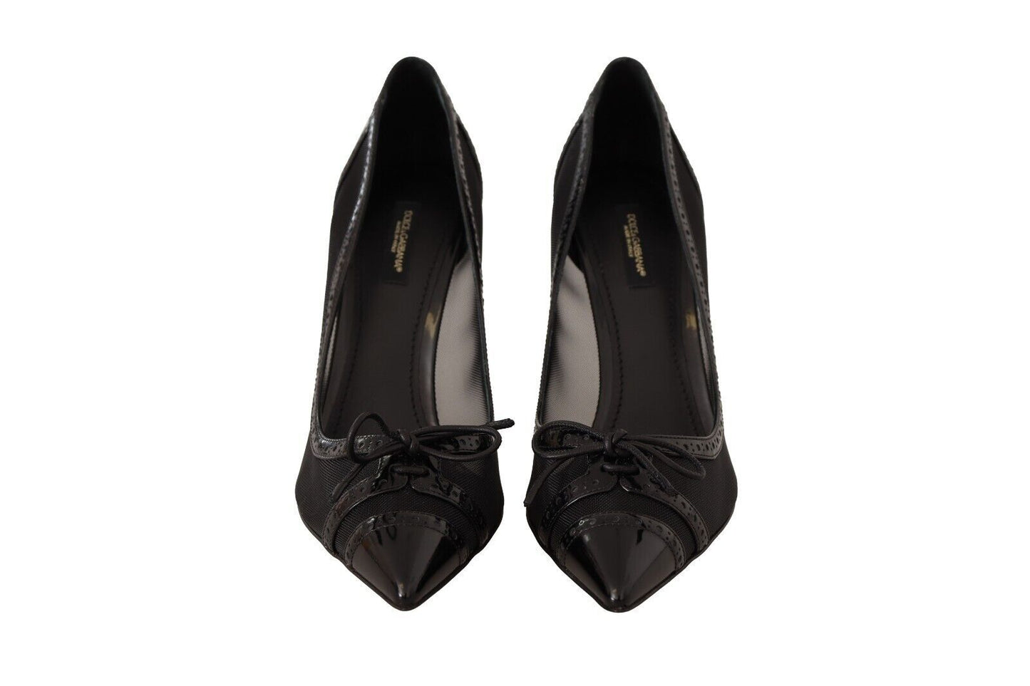 Dolce & Gabbana Black Mesh Leather Pointed Heels Pumps Shoes | Fashionsarah.com