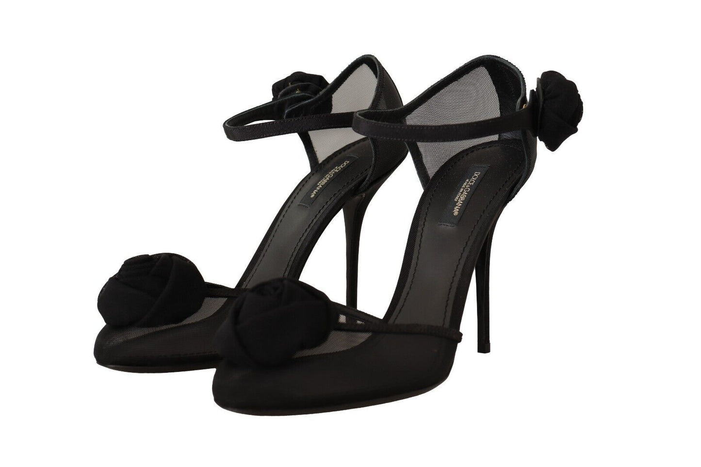 Dolce & Gabbana Black Mesh Ankle Strap High Heels Pumps Shoes | Fashionsarah.com