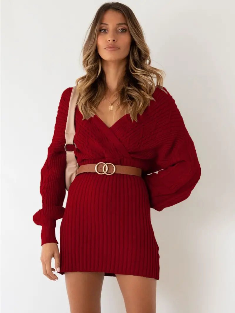 Fashionsarah.com Sweater V Neck Dress