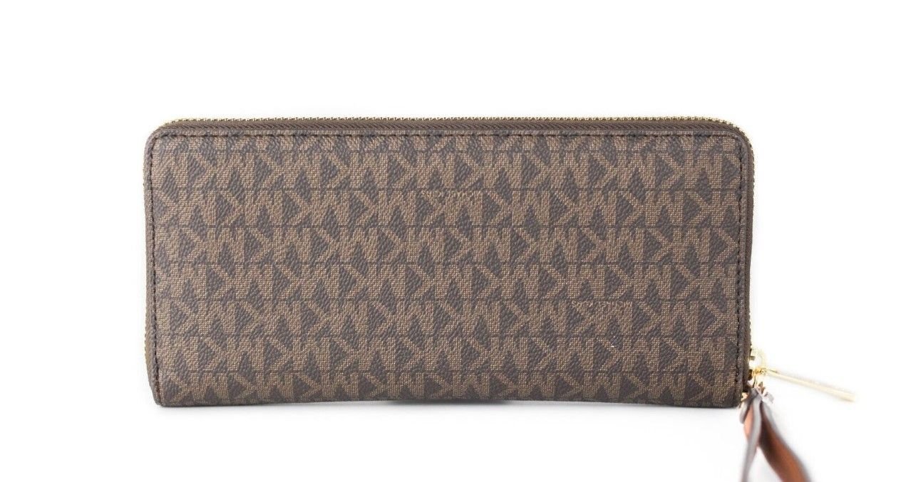 Michael Kors Jet Set Travel Large Brown Signature Continental Wristlet Wallet | Fashionsarah.com