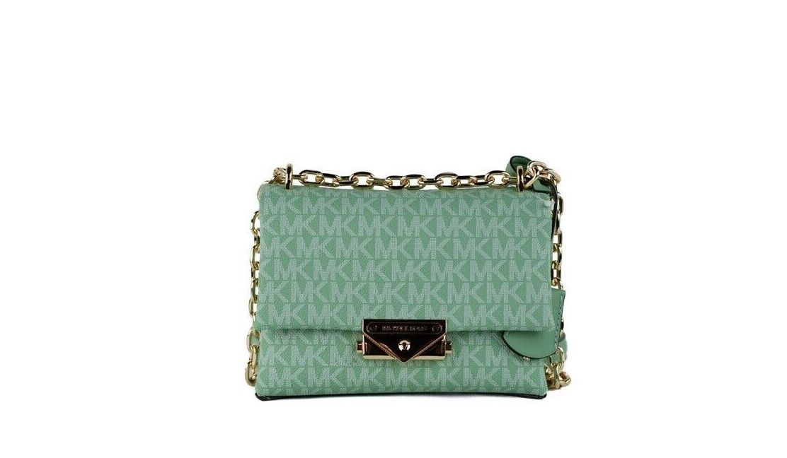 Michael Kors Cece Small Sea Green Signature PVC Convertible Flap Crossbody Bag | Fashionsarah.com