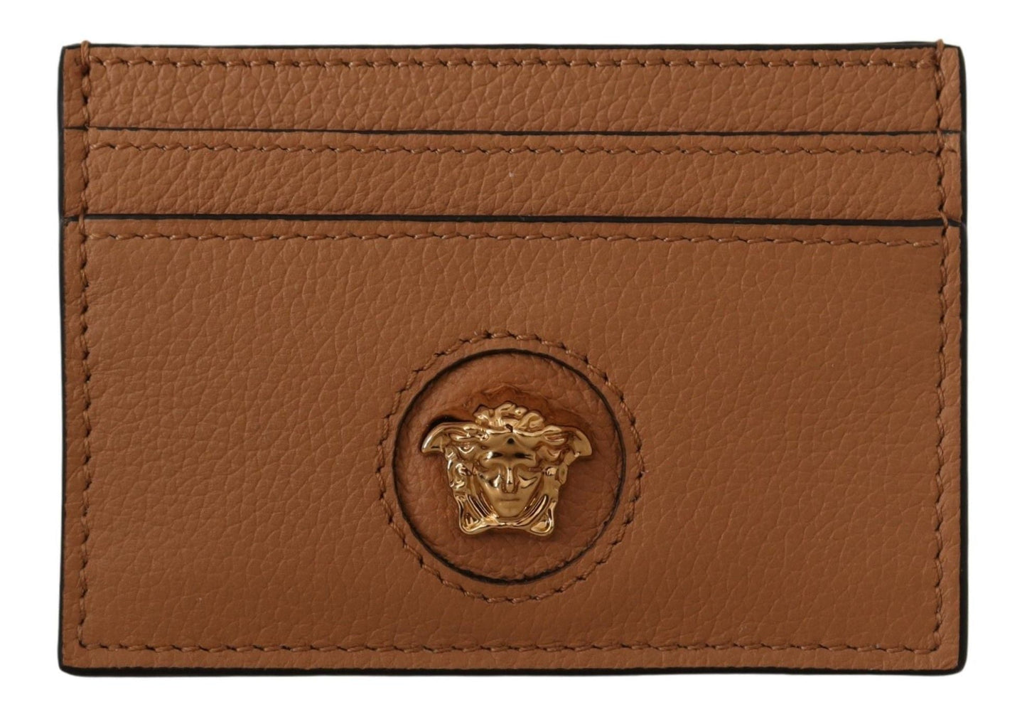 Versace Brown Calf Leather Card Holder Wallet | Fashionsarah.com