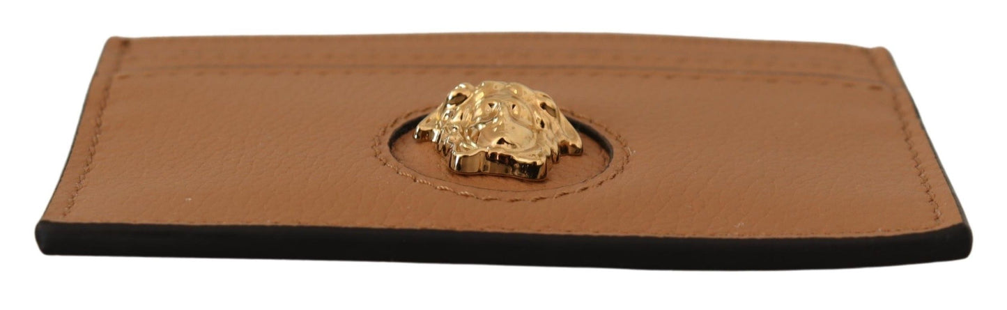 Versace Brown Calf Leather Card Holder Wallet | Fashionsarah.com