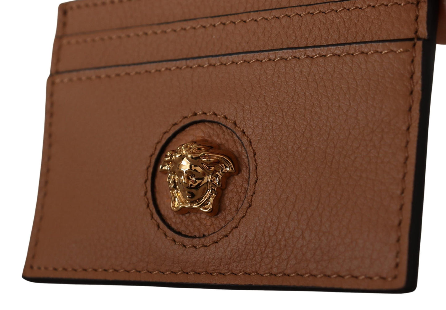 Versace Brown Calf Leather Card Holder Wallet | Fashionsarah.com