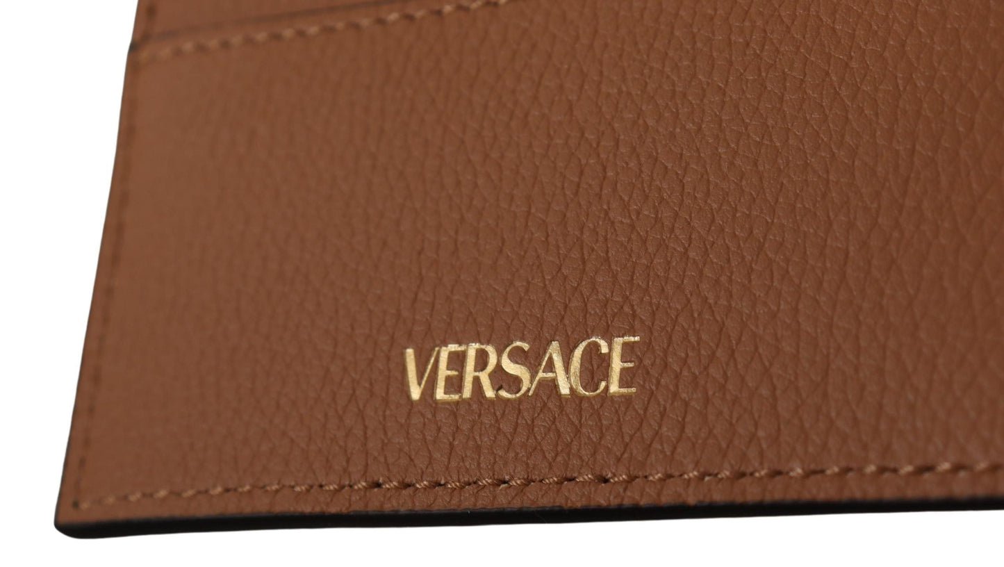 Versace Brown Calf Leather Card Holder Wallet | Fashionsarah.com