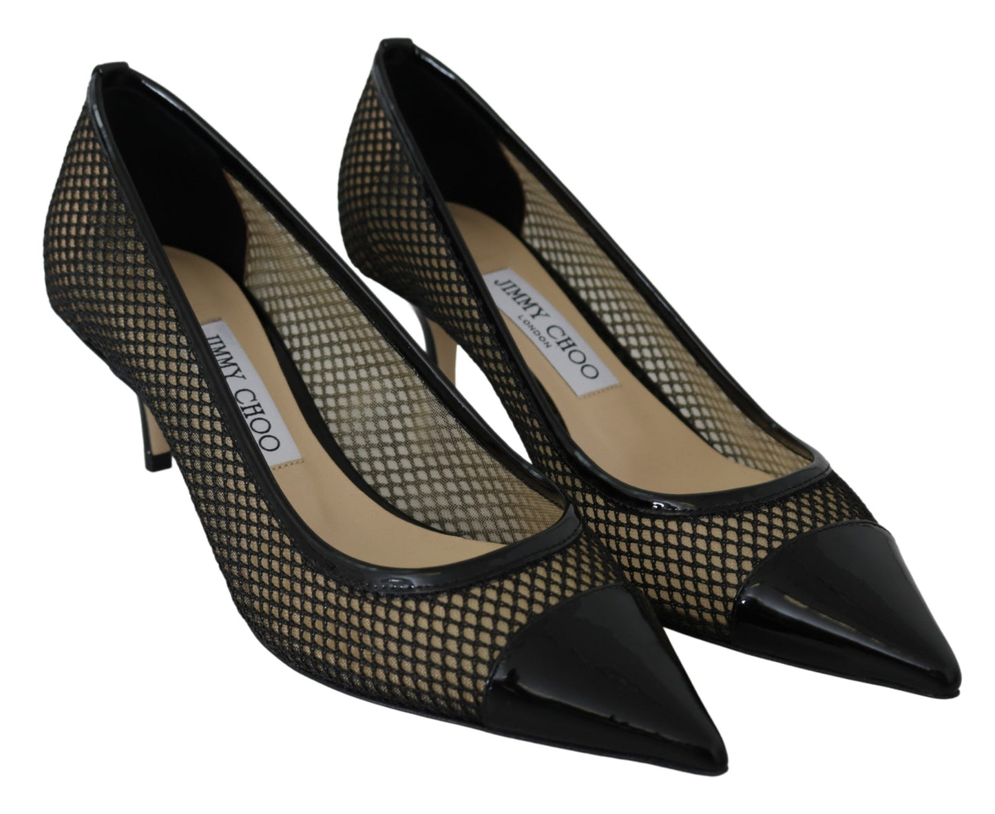 Jimmy Choo Black Mesh and Leather Amika 50 Pumps | Fashionsarah.com