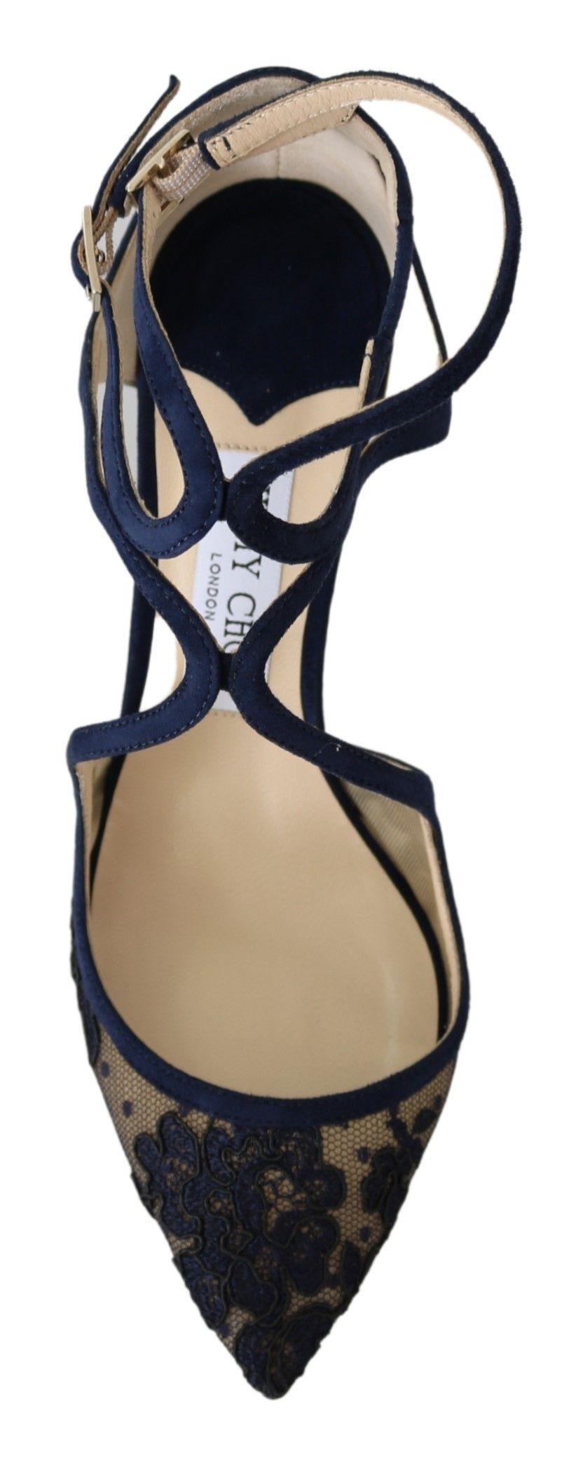 Jimmy Choo Navy Blue Lancer 85 Sandals Pumps | Fashionsarah.com