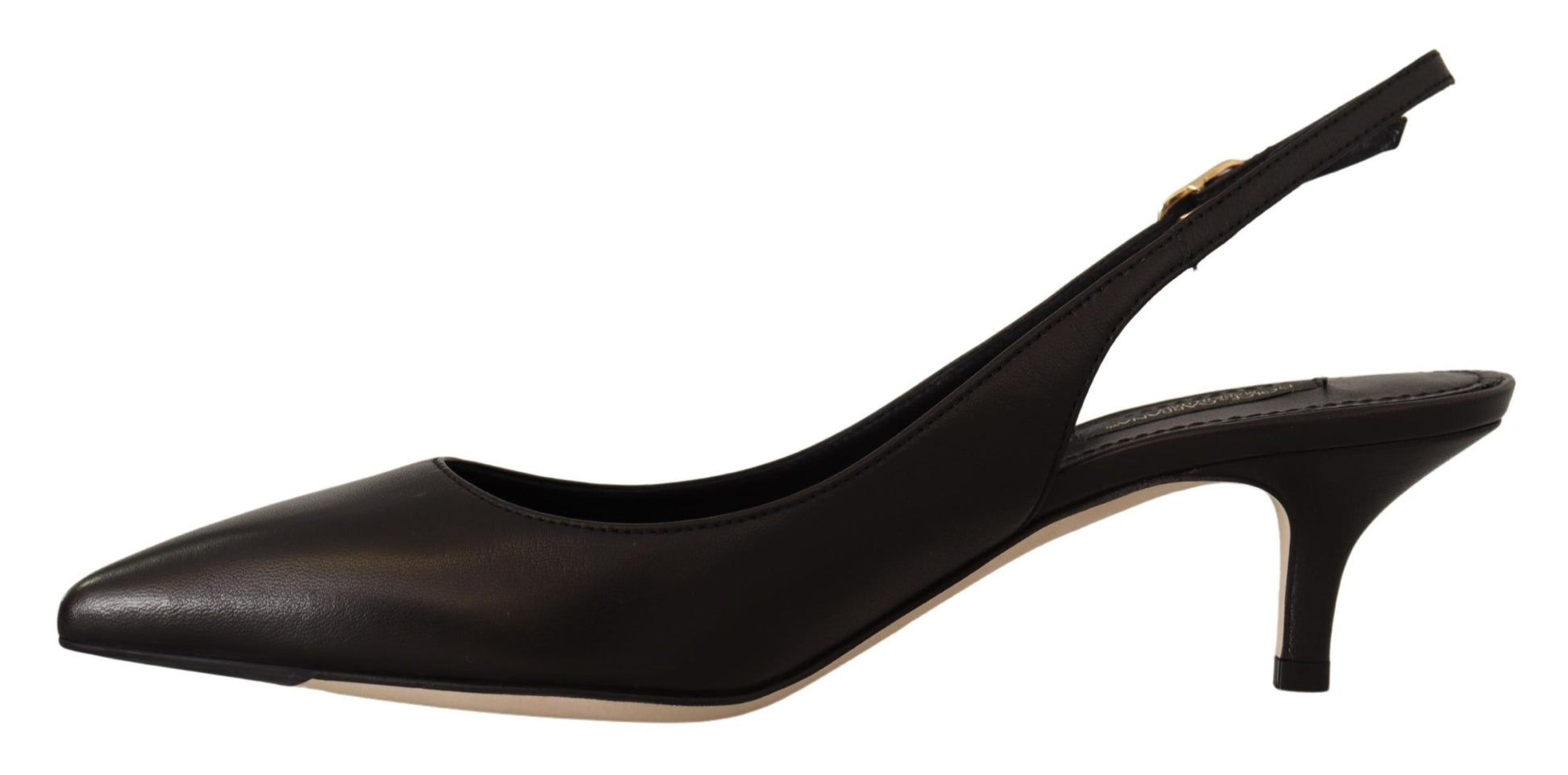 Dolce & Gabbana Black Leather Slingbacks Heels Pumps Shoes | Fashionsarah.com