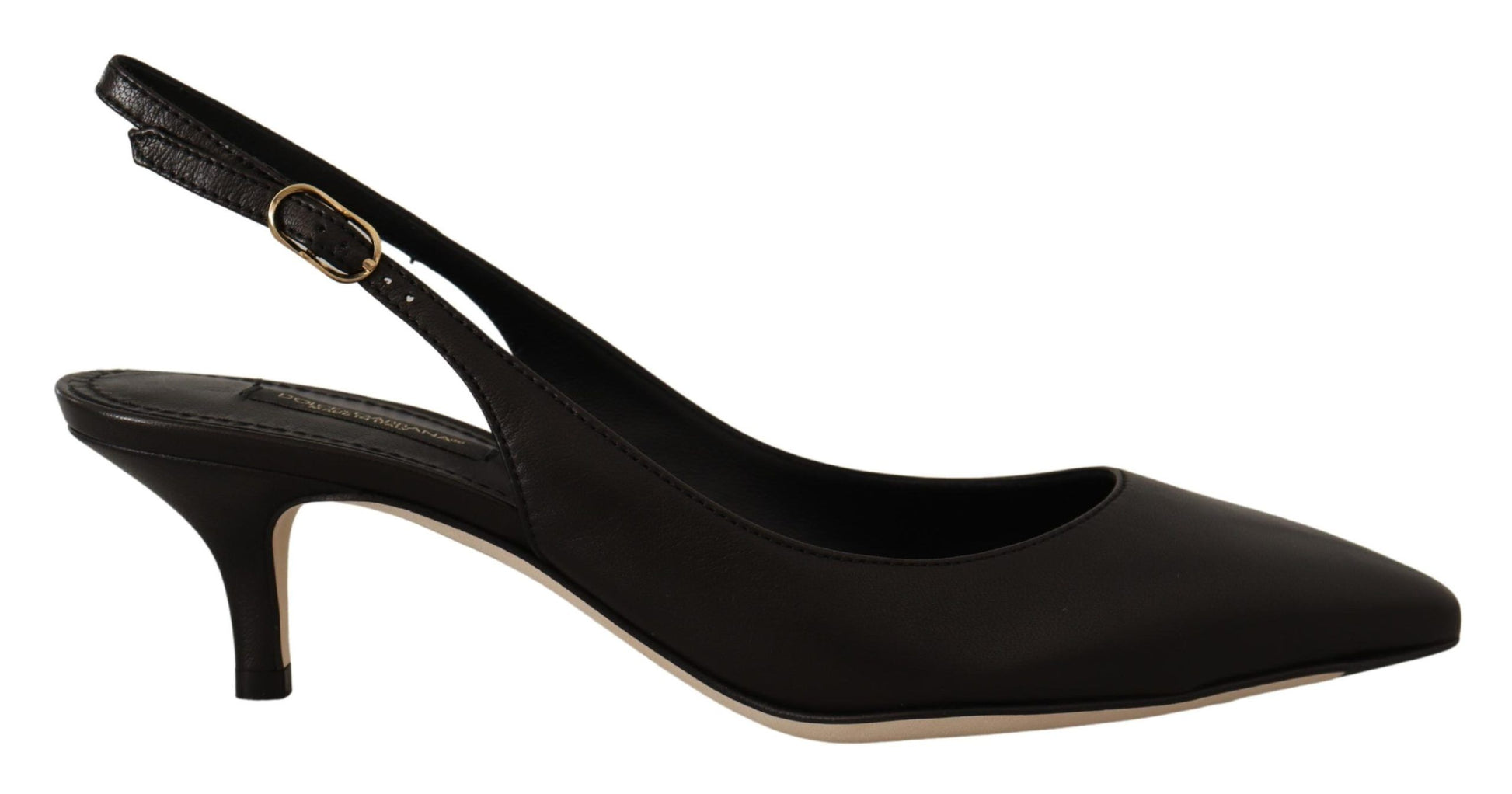 Dolce & Gabbana Black Leather Slingbacks Heels Pumps Shoes | Fashionsarah.com