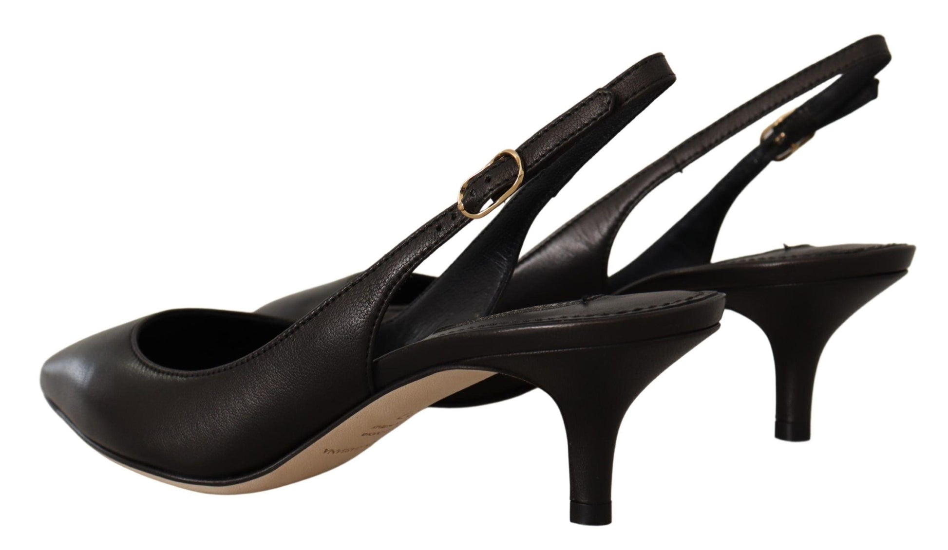 Dolce & Gabbana Black Leather Slingbacks Heels Pumps Shoes | Fashionsarah.com