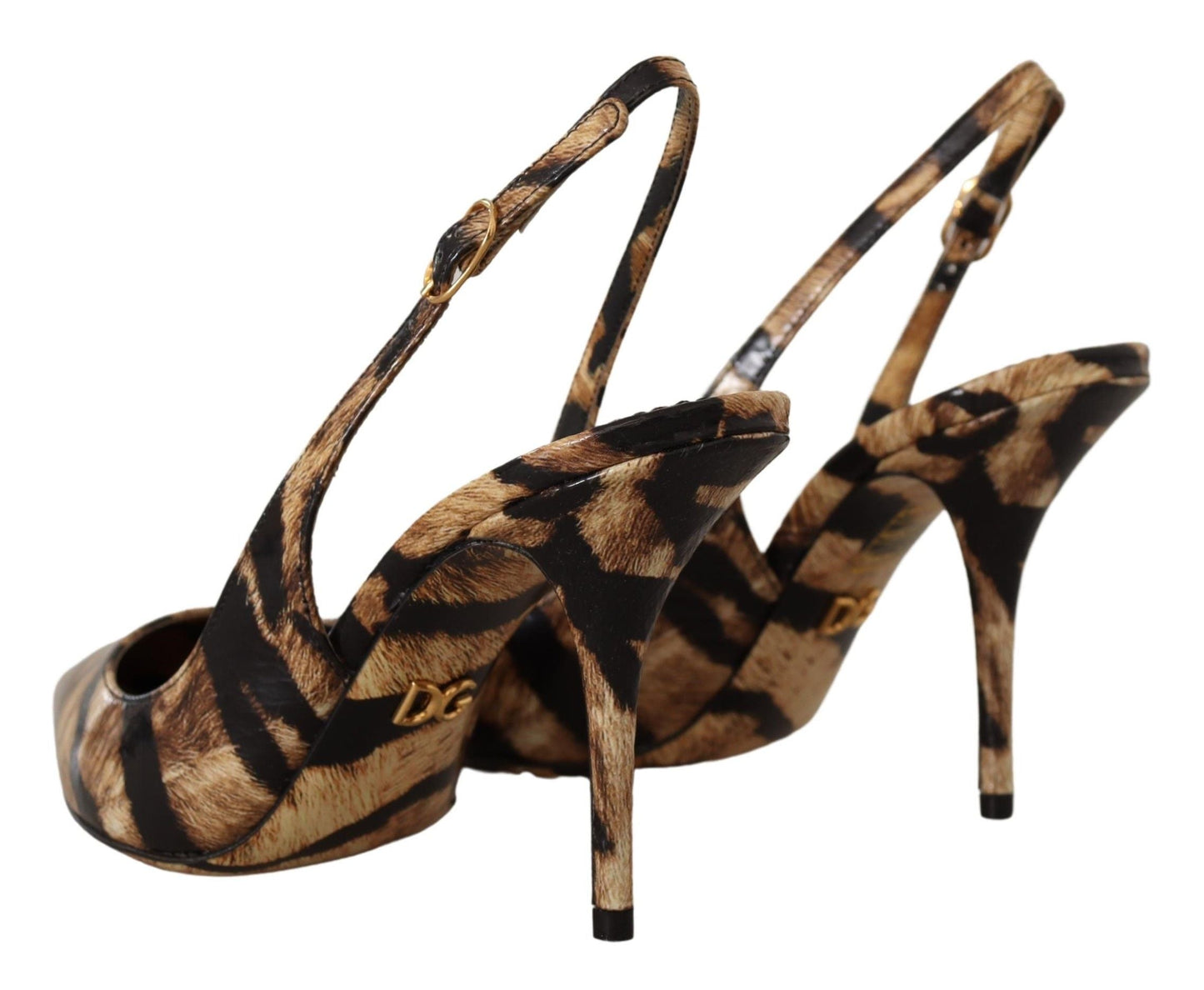 Dolce & Gabbana Brown Slingbacks Leather Tiger Shoes | Fashionsarah.com