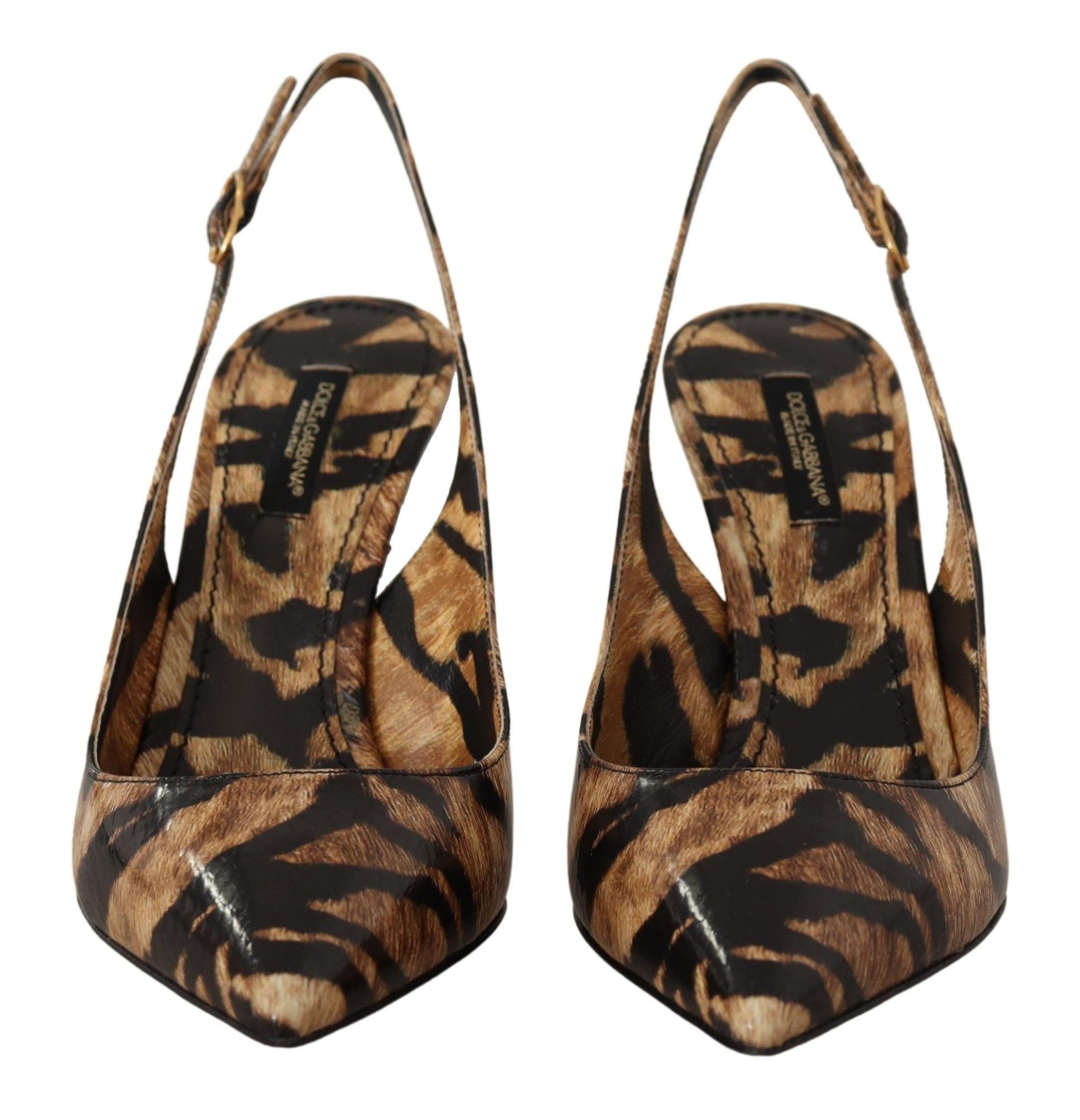 Dolce & Gabbana Brown Slingbacks Leather Tiger Shoes | Fashionsarah.com