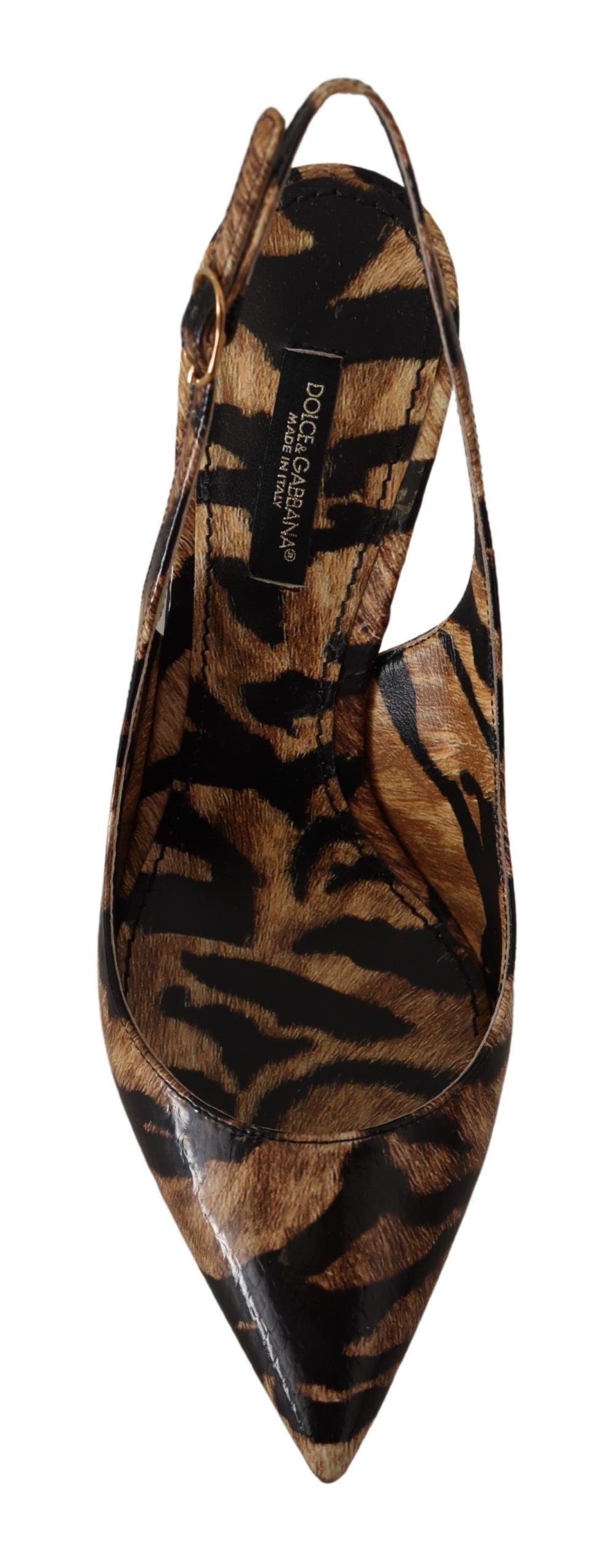 Dolce & Gabbana Brown Slingbacks Leather Tiger Shoes | Fashionsarah.com