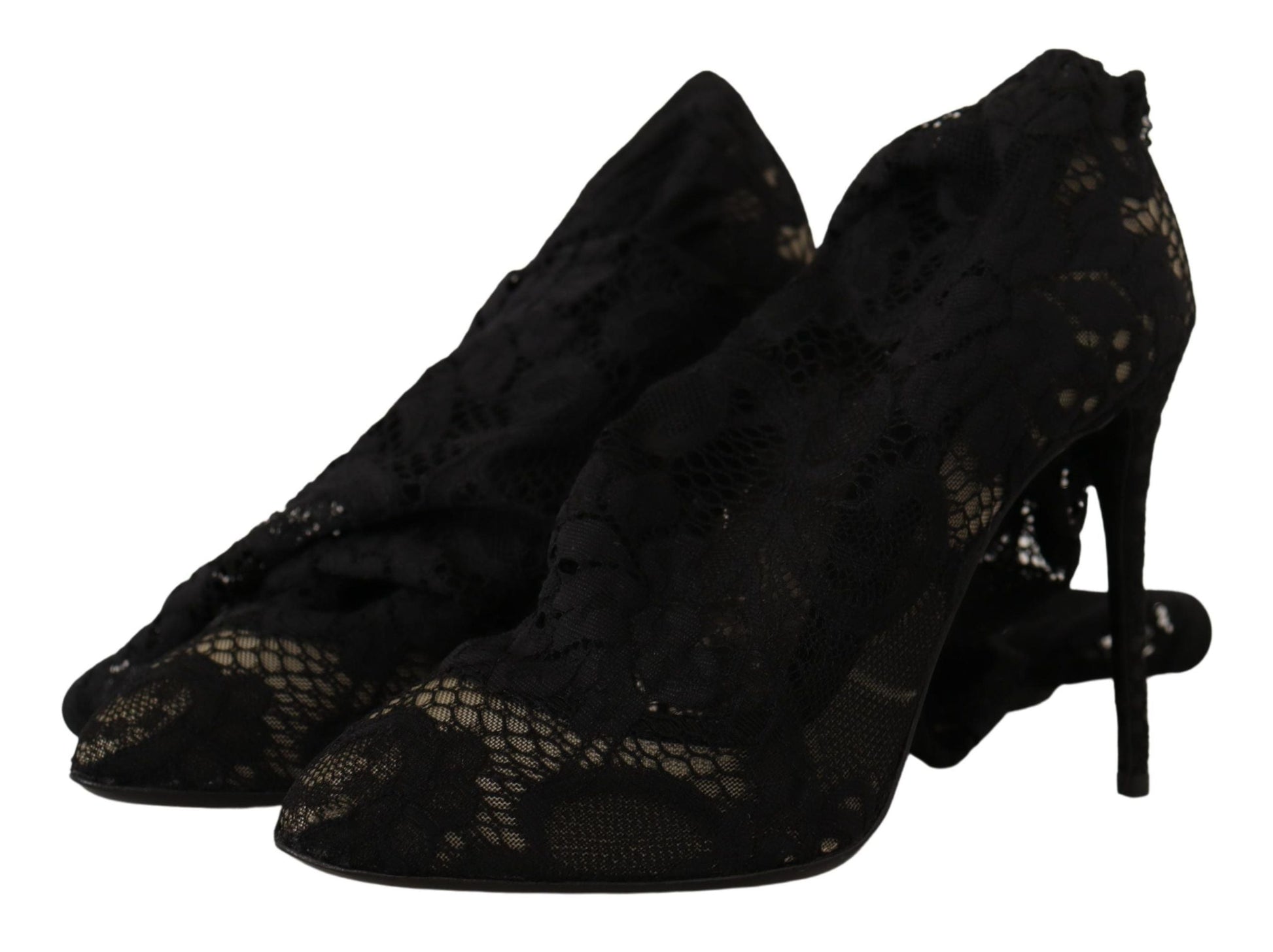 Dolce & Gabbana Black Stretch Socks Taormina Lace Boots Shoes | Fashionsarah.com