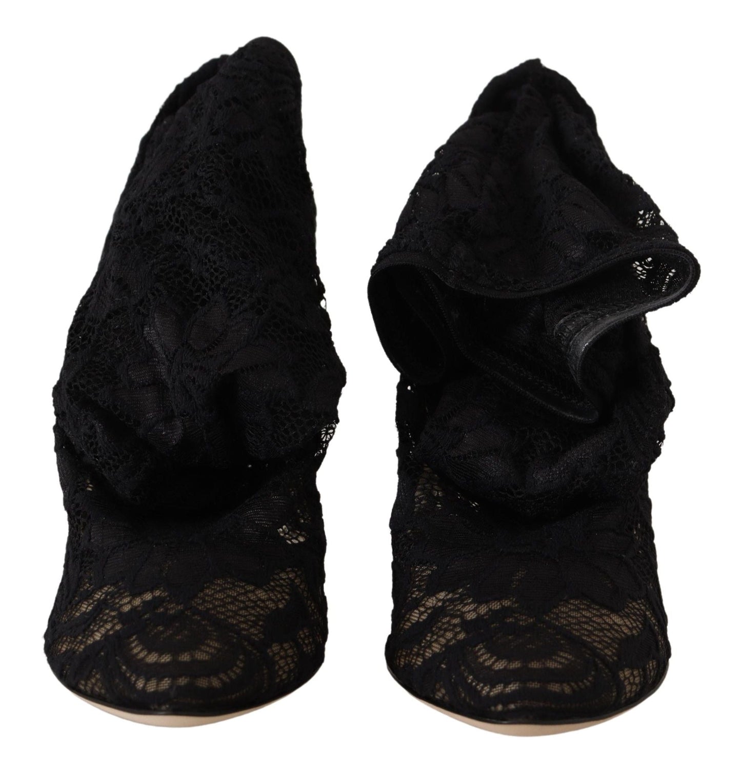 Dolce & Gabbana Black Stretch Socks Taormina Lace Boots | Fashionsarah.com