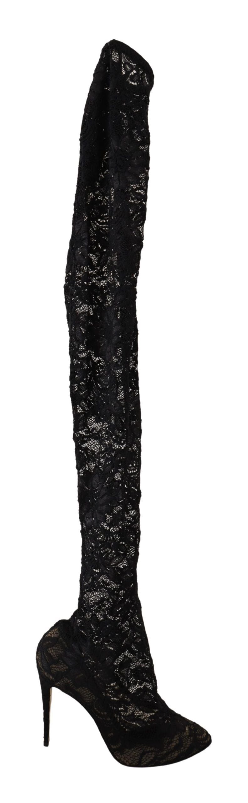 Dolce & Gabbana Black Stretch Socks Taormina Lace Boots | Fashionsarah.com