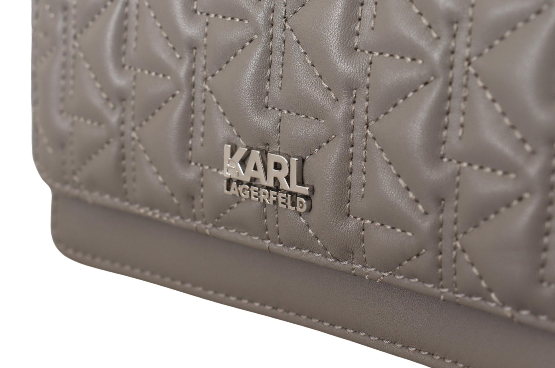 Karl Lagerfeld Light Grey Leather Crossbody Bag | Fashionsarah.com