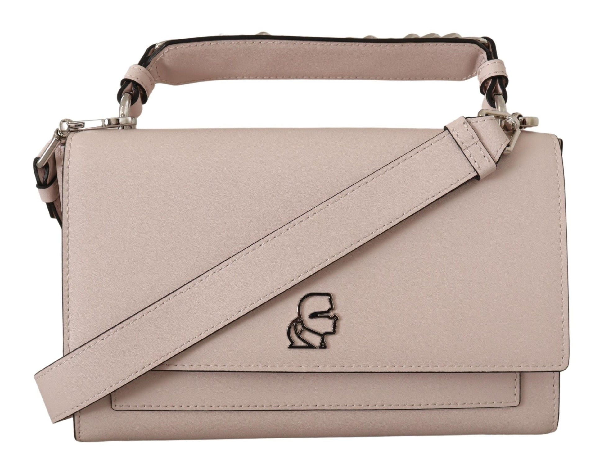 Karl Lagerfeld Light Pink Leather Shoulder Bag | Fashionsarah.com