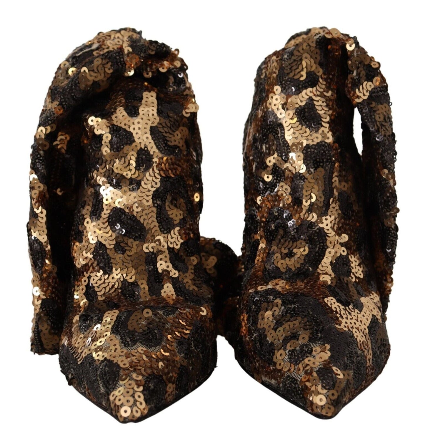 Dolce & Gabbana Gold Leopard Sequins Heels Boots Shoes | Fashionsarah.com