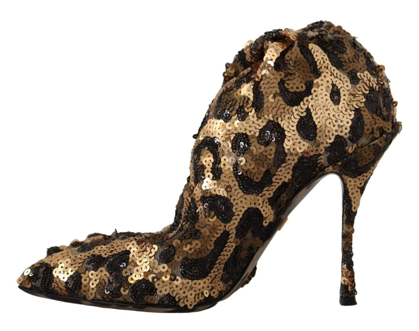 Dolce & Gabbana Gold Leopard Sequins Heels Boots Shoes | Fashionsarah.com