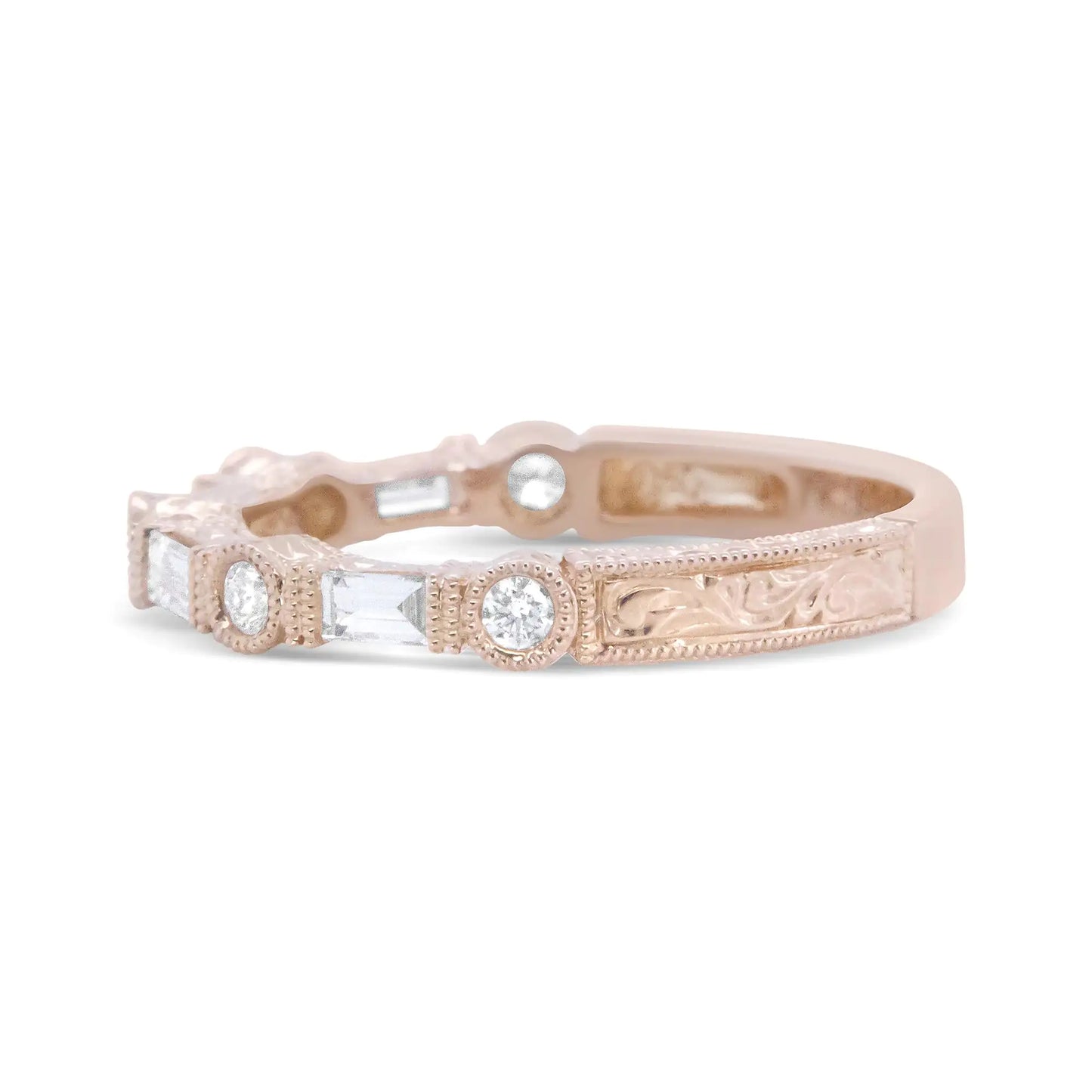 14K Rose Gold 3/8 Cttw and Round Diamond Bridal Band - (H-I Color, VS1-VS2 Clarity) | Fashionsarah.com