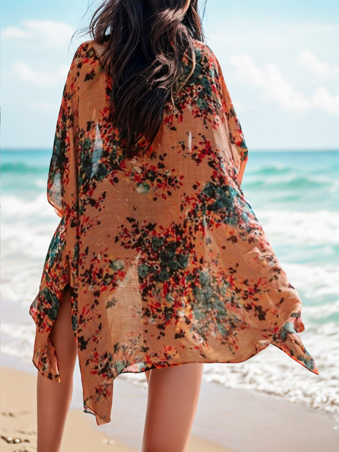 Printed Open Front Cover-Up | Fashionsarah.com