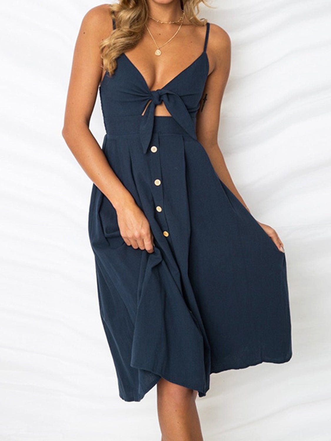 Cutout Smocked Sweetheart Neck Cami Dress | Fashionsarah.com