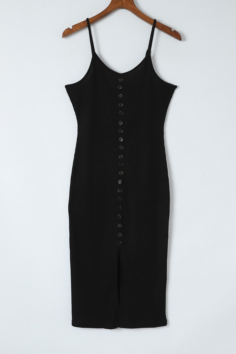 Buttoned Ribbed Knit Midi Dress with Slit | Fashionsarah.com