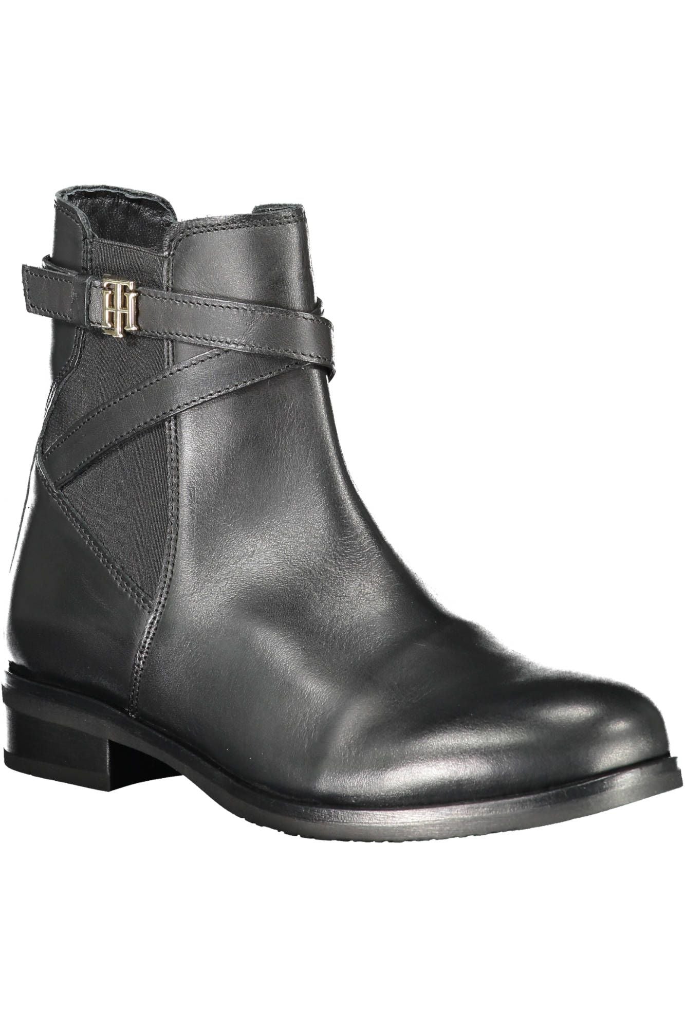 Fashionsarah.com Fashionsarah.com Tommy Hilfiger Chic Black Ankle Boots with Contrasting Zip Detail