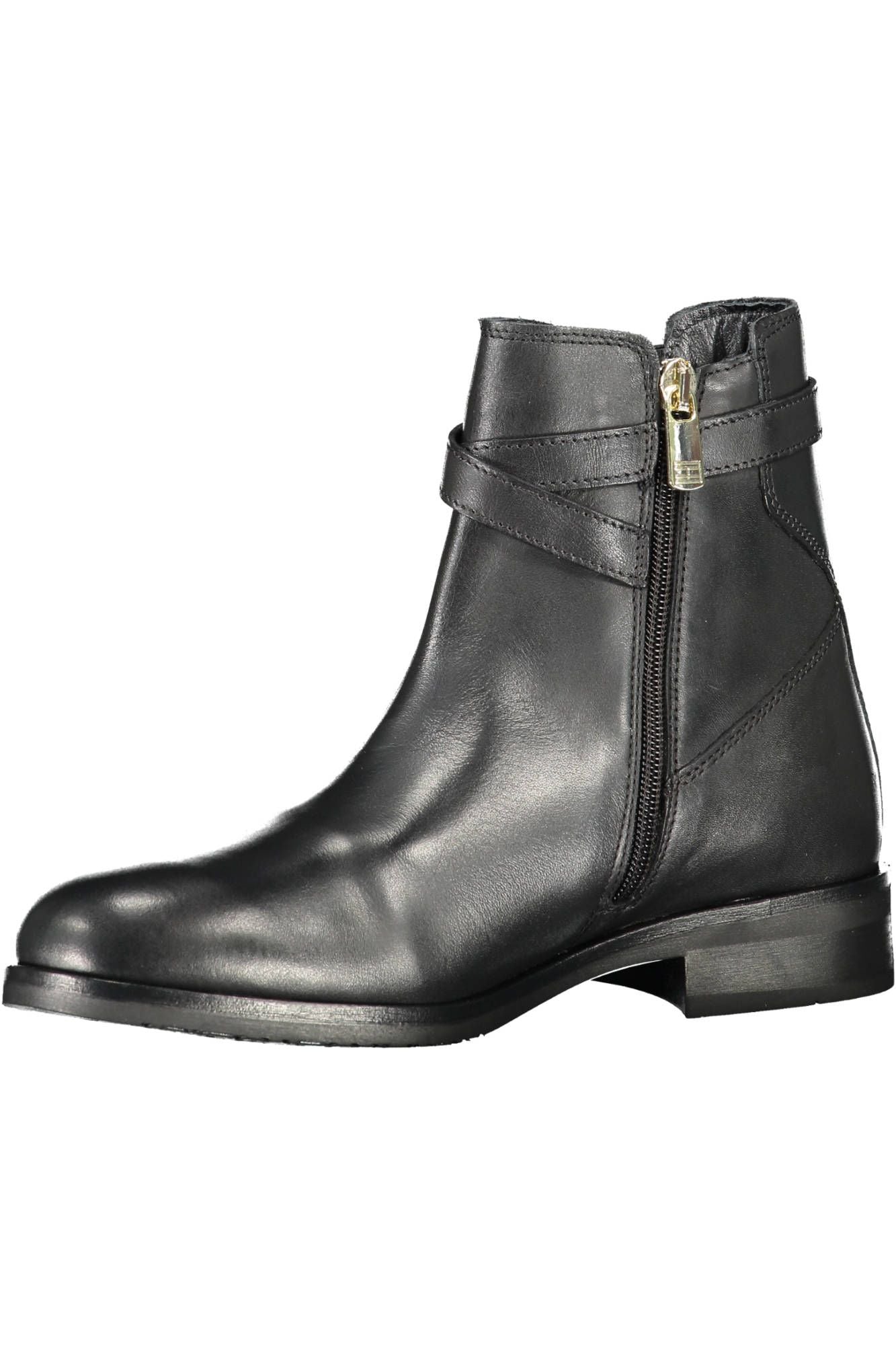 Fashionsarah.com Fashionsarah.com Tommy Hilfiger Chic Black Ankle Boots with Contrasting Zip Detail