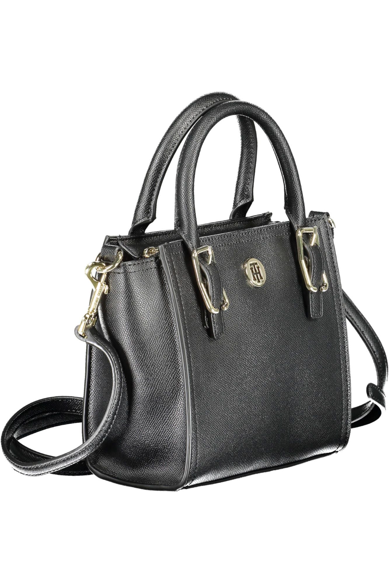 Fashionsarah.com Fashionsarah.com Tommy Hilfiger Elegant Black Shoulder Bag with Contrasting Details