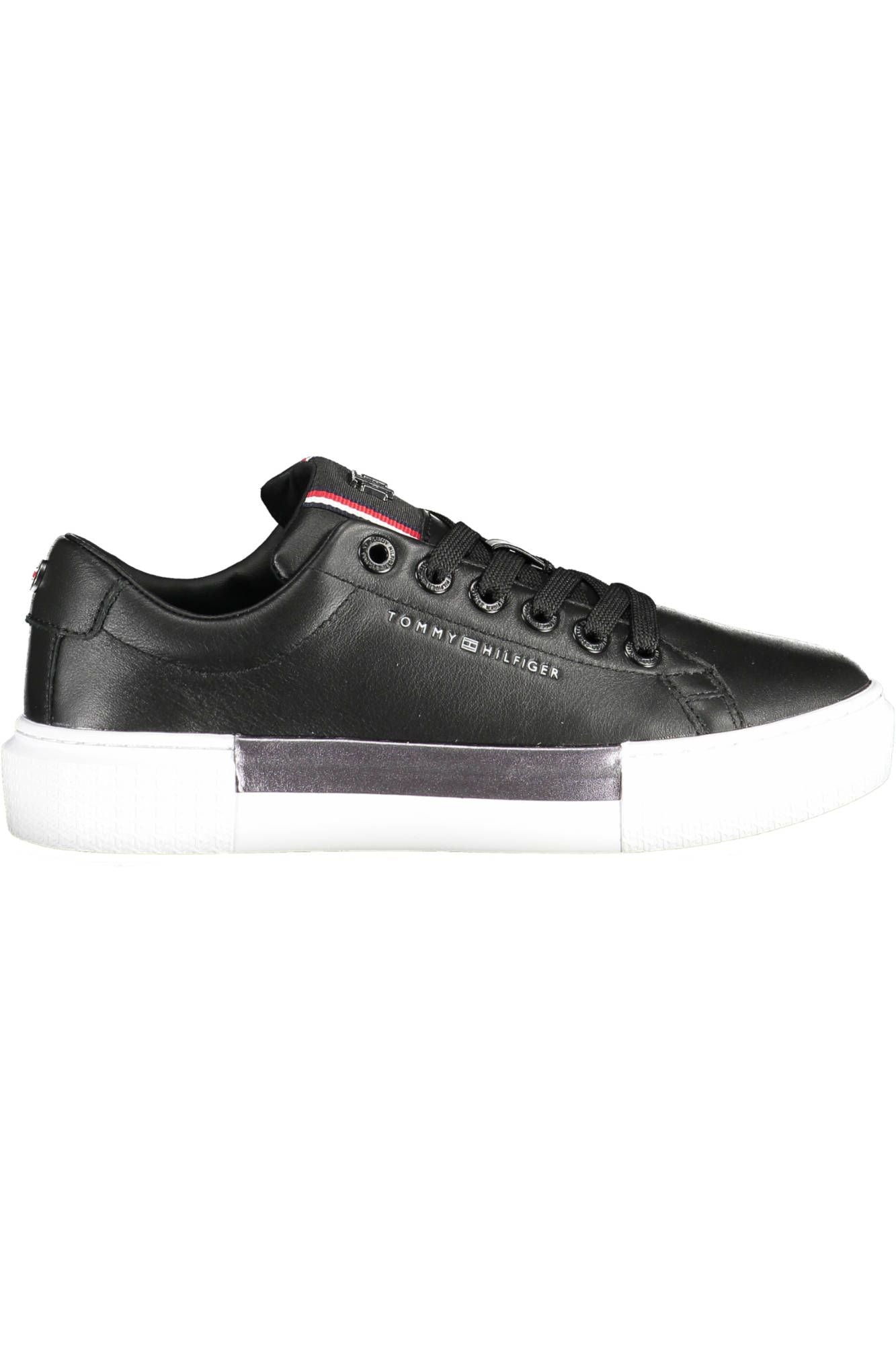 Fashionsarah.com Fashionsarah.com Tommy Hilfiger Chic Black Cotton-Leather Blend Sneakers