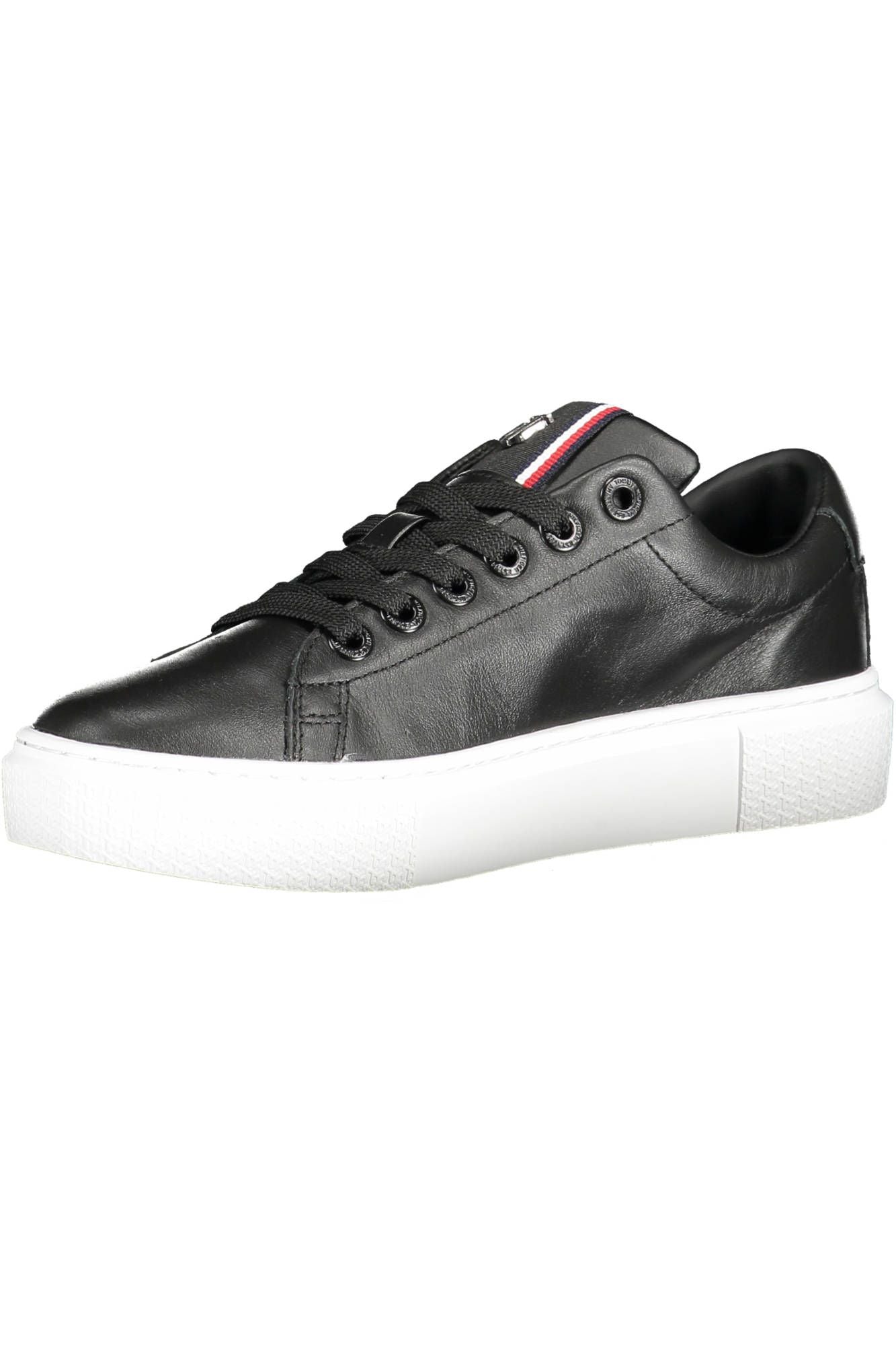 Fashionsarah.com Fashionsarah.com Tommy Hilfiger Chic Black Cotton-Leather Blend Sneakers