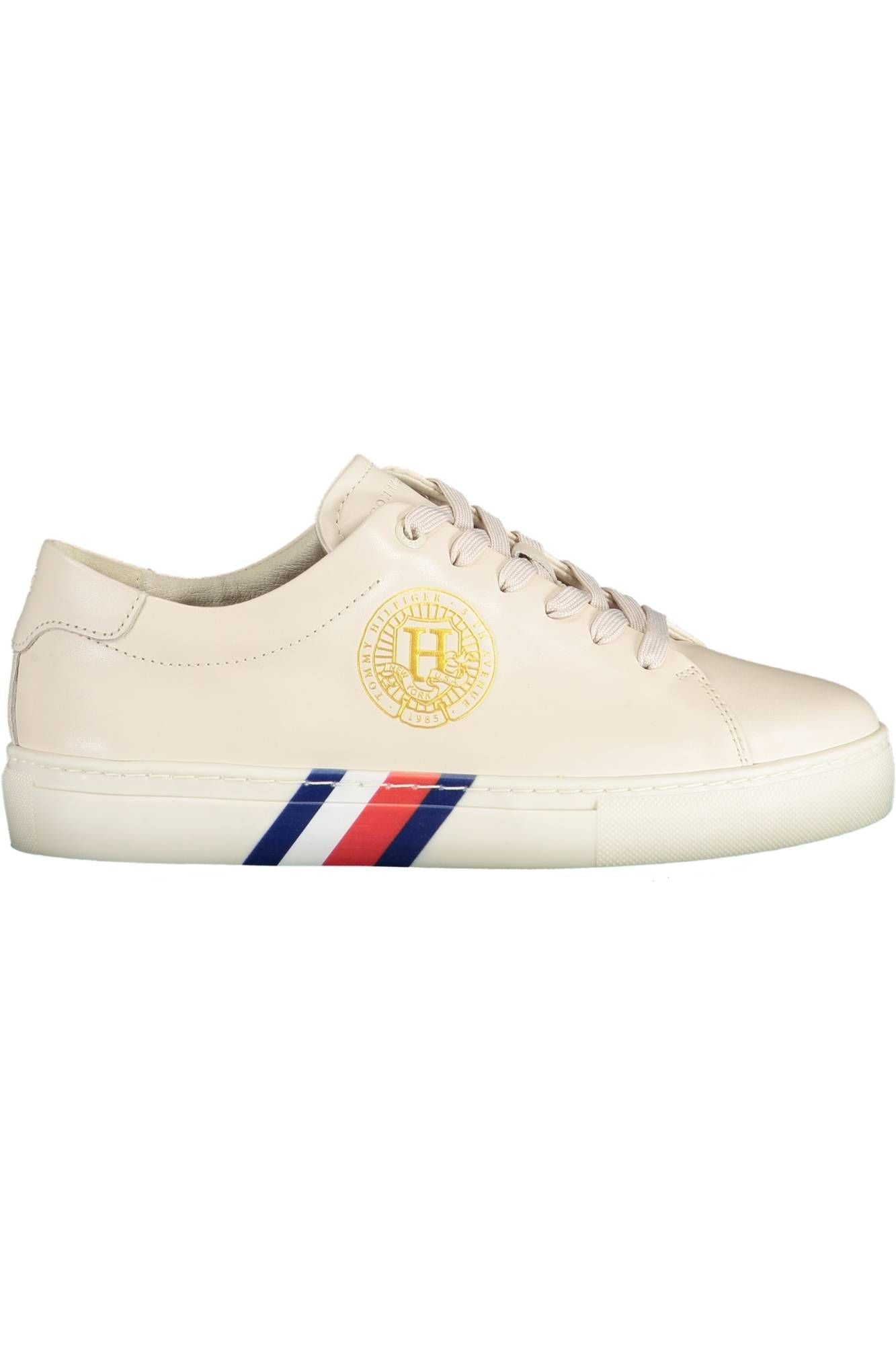 Fashionsarah.com Fashionsarah.com Tommy Hilfiger Beige Lace-Up Sneaker with Iconic Accents