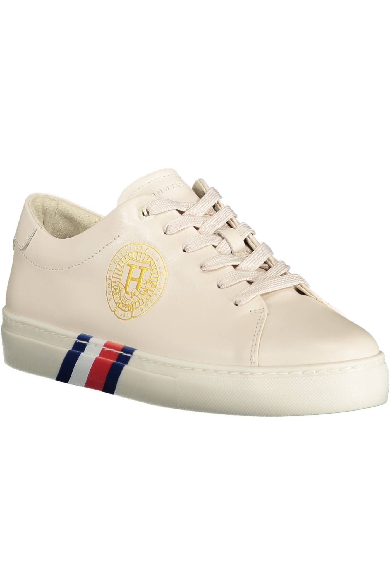 Fashionsarah.com Fashionsarah.com Tommy Hilfiger Beige Lace-Up Sneaker with Iconic Accents