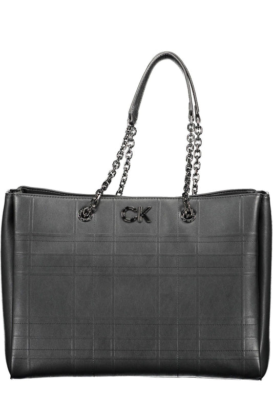 Calvin Klein Chic Black Dual-Handle Chain Shoulder Bag | Fashionsarah.com