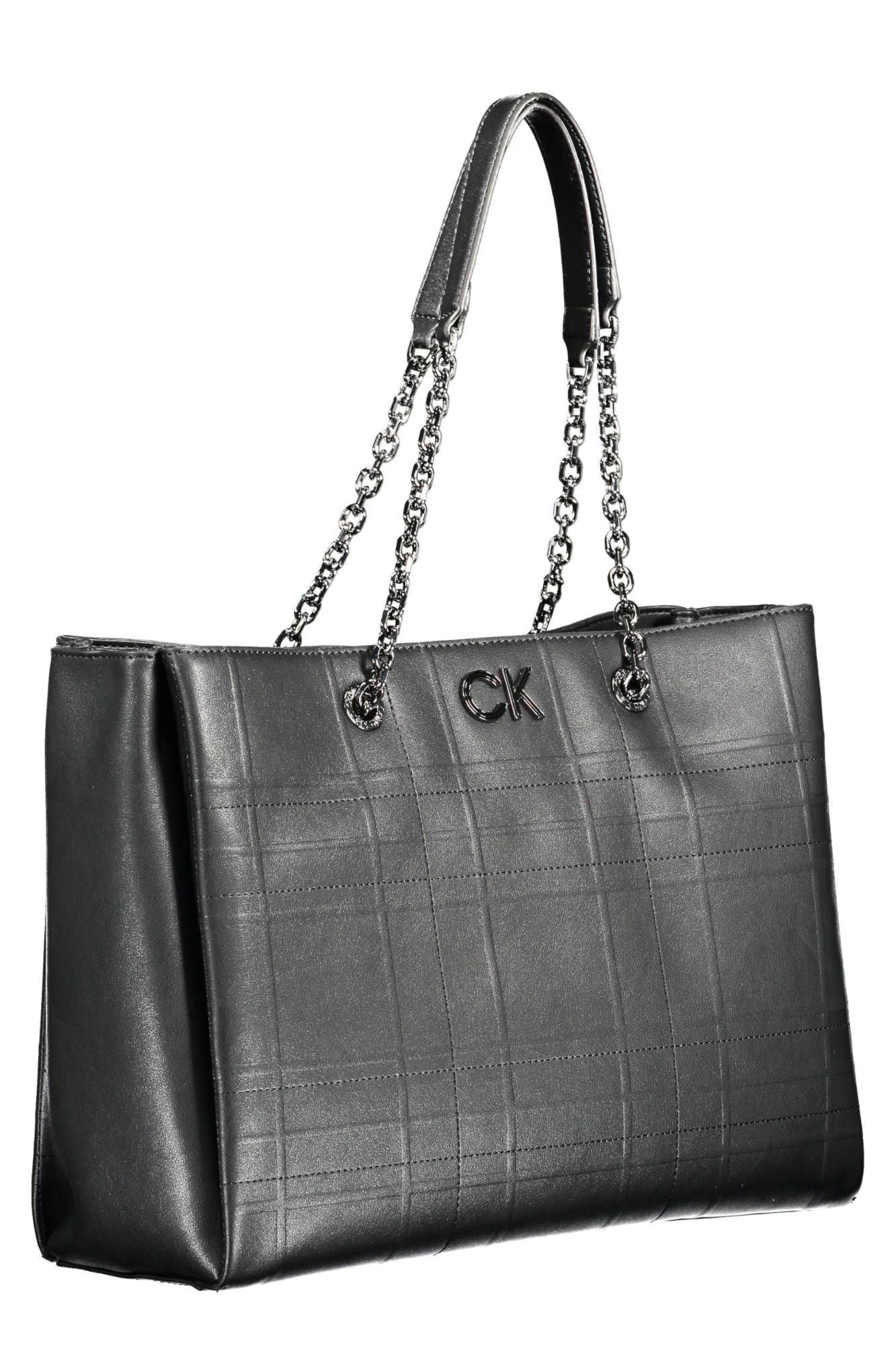 Calvin Klein Chic Black Dual-Handle Chain Shoulder Bag | Fashionsarah.com