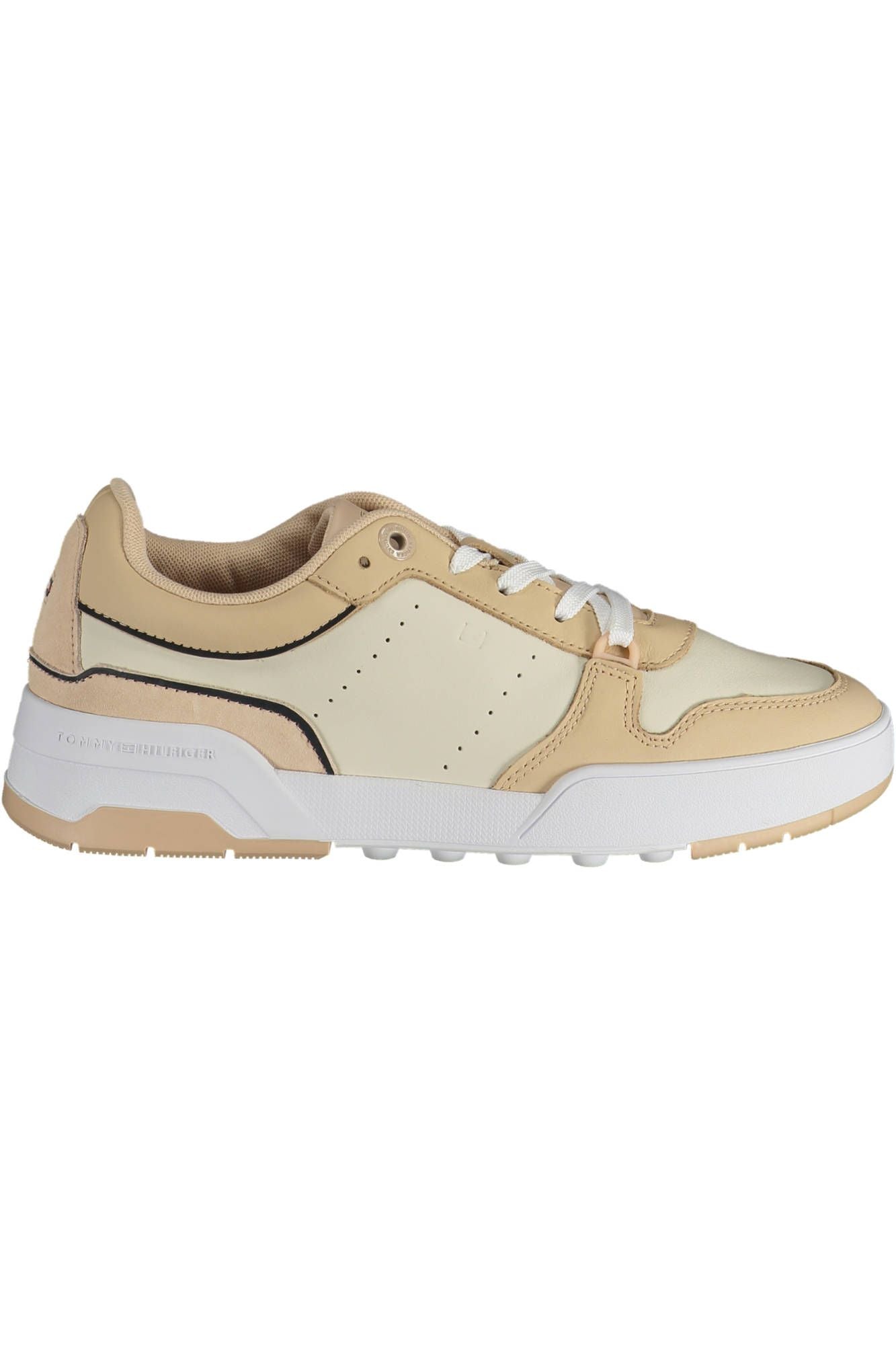 Fashionsarah.com Fashionsarah.com Tommy Hilfiger Sleek Beige Lace-Up Sneakers with Logo Accent