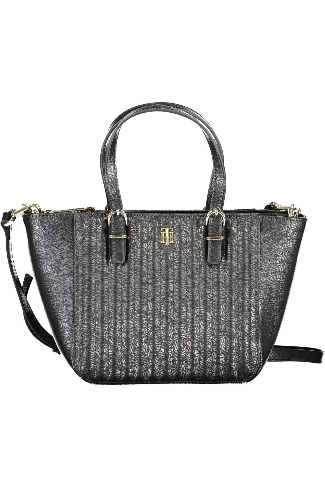 Fashionsarah.com Fashionsarah.com Tommy Hilfiger Chic Black Polyurethane Handbag with Contrasting Details