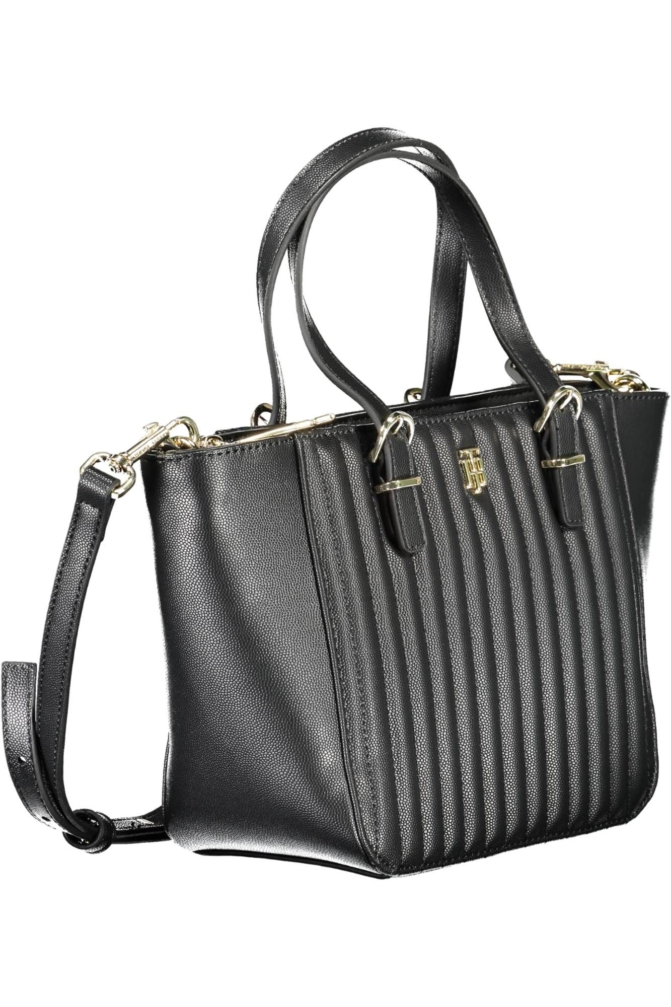 Fashionsarah.com Fashionsarah.com Tommy Hilfiger Chic Black Polyurethane Handbag with Contrasting Details