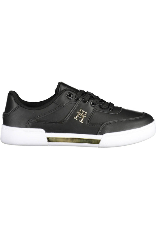 Fashionsarah.com Fashionsarah.com Tommy Hilfiger Chic Black Lace-Up Sneakers with Contrasting Accents