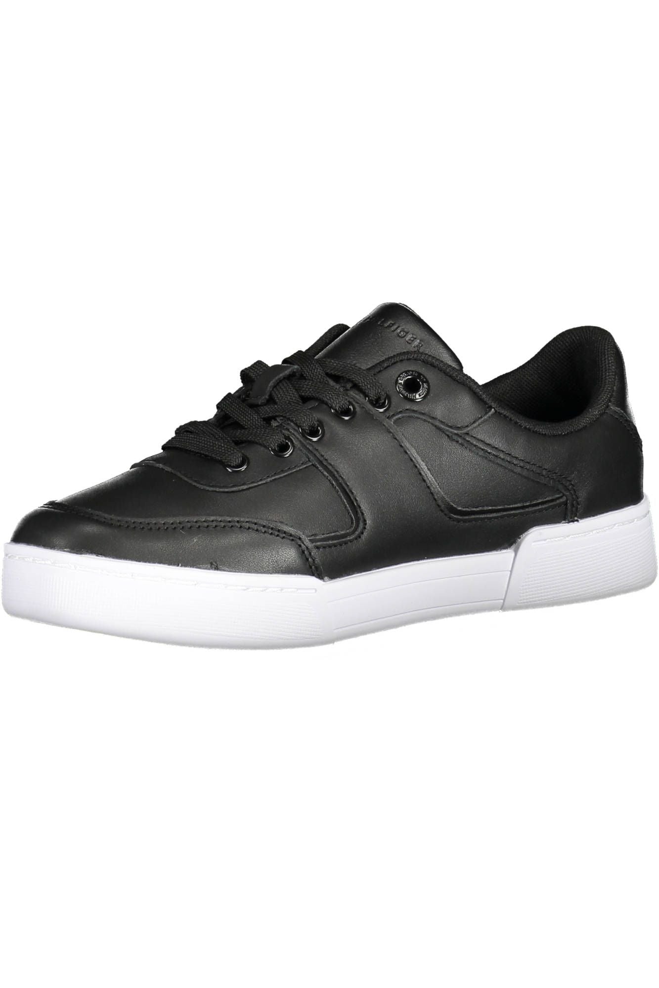 Fashionsarah.com Fashionsarah.com Tommy Hilfiger Chic Black Lace-Up Sneakers with Contrasting Accents