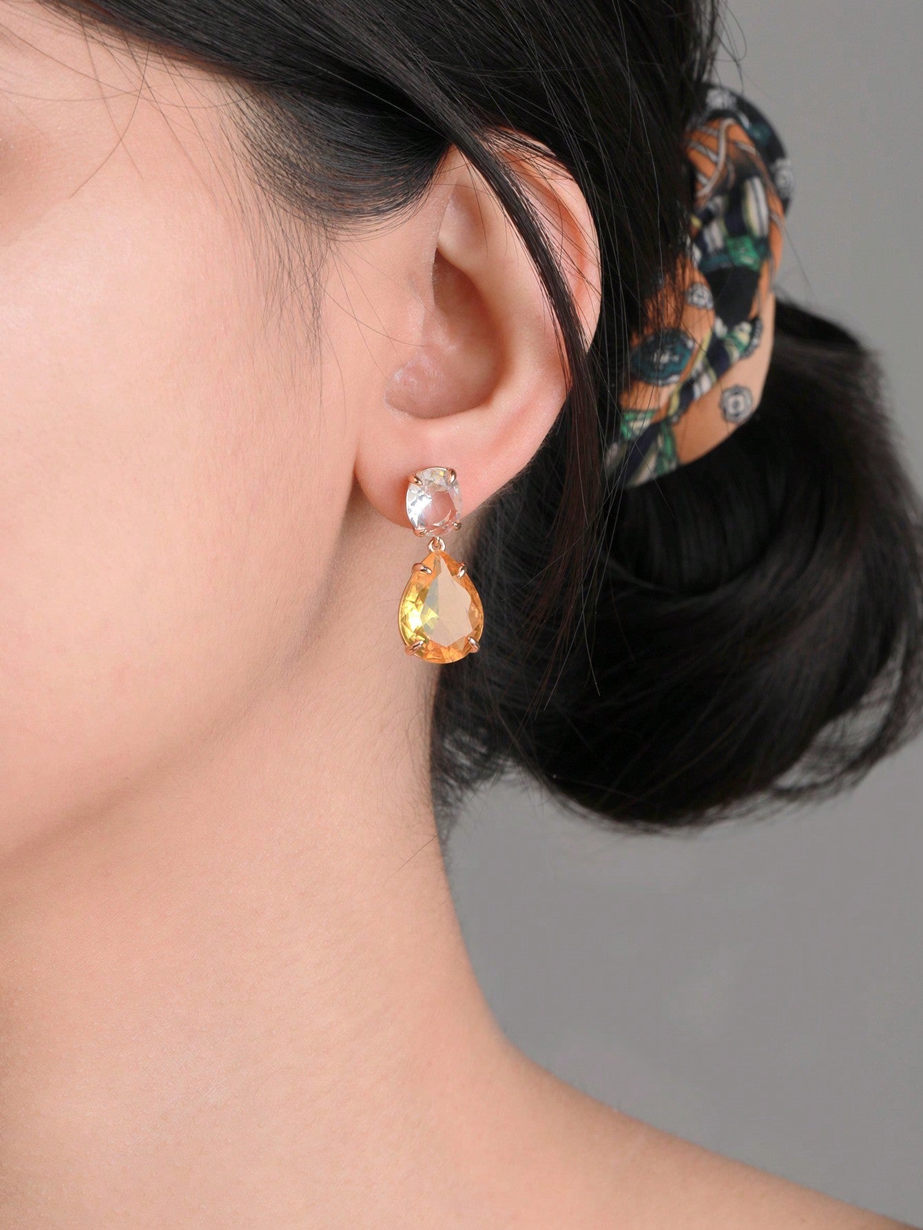 Yellow geometric zircon earrings | Fashionsarah.com