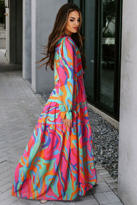 Multicolor Wild Lotus Ruffle Tiered Maxi Dress | Fashionsarah.com
