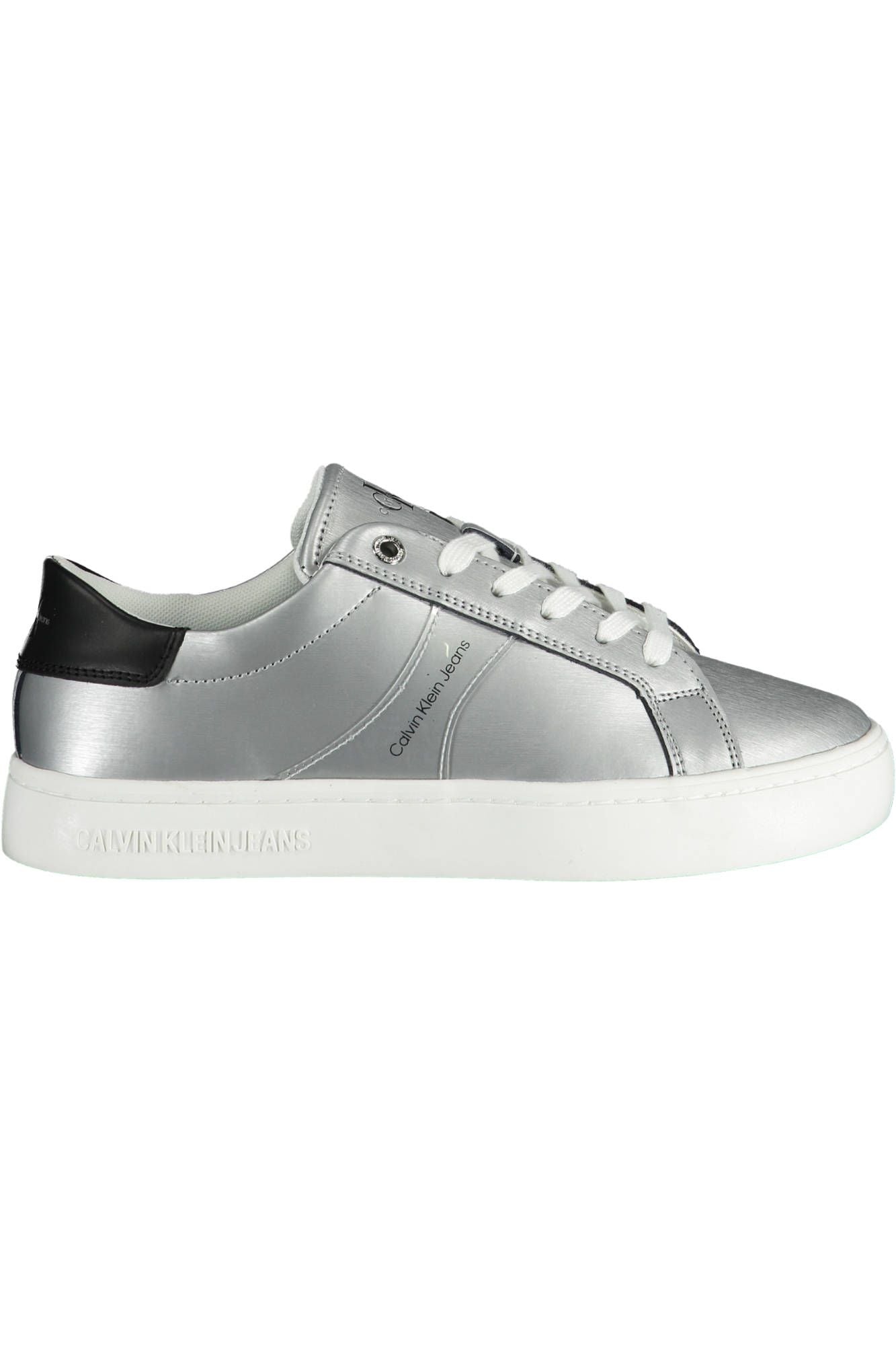 Fashionsarah.com Fashionsarah.com Calvin Klein Elegant Silver Laced Sneakers with Contrasting Sole