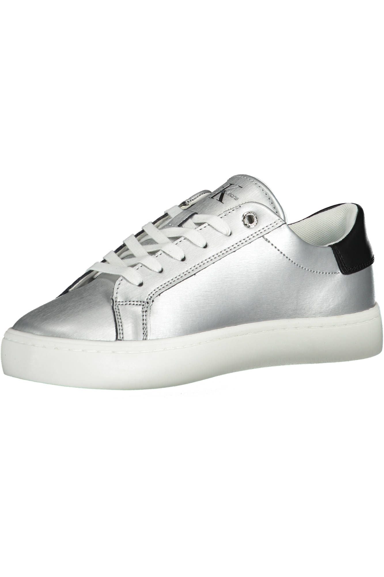 Fashionsarah.com Fashionsarah.com Calvin Klein Elegant Silver Laced Sneakers with Contrasting Sole